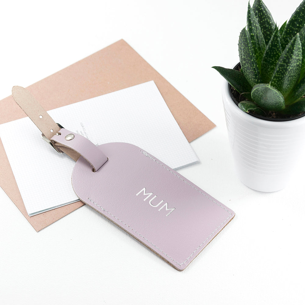 Personalised Lilac Foiled Leather Luggage Tag - Image 2