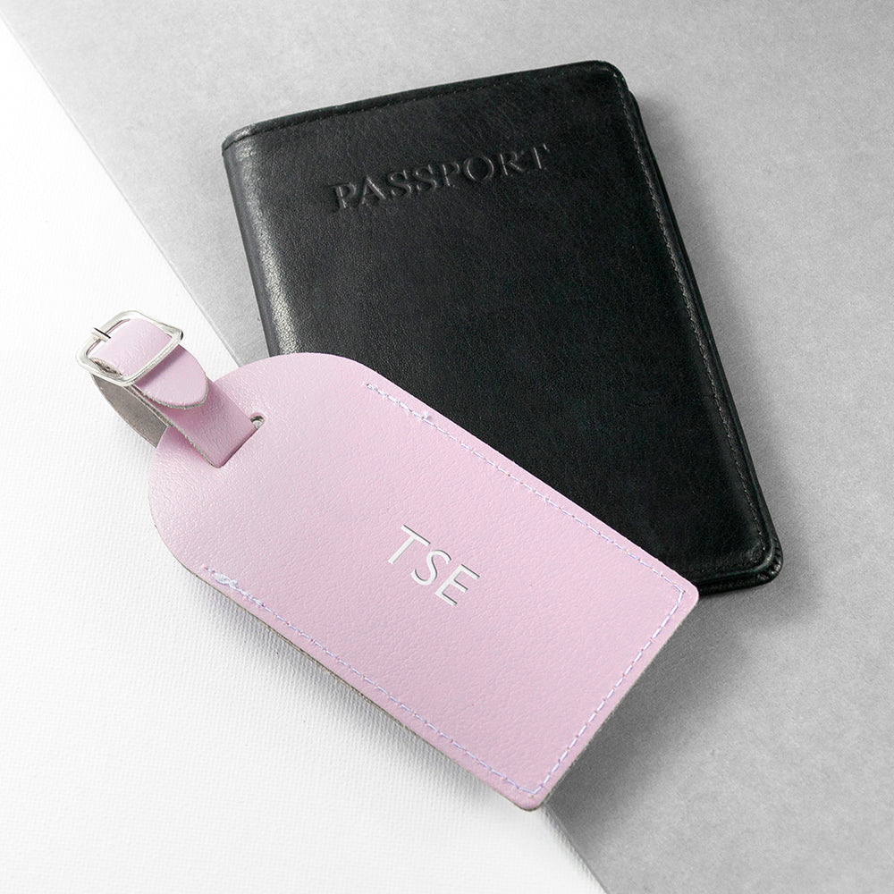 Personalised Lilac Foiled Leather Luggage Tag - Image 3