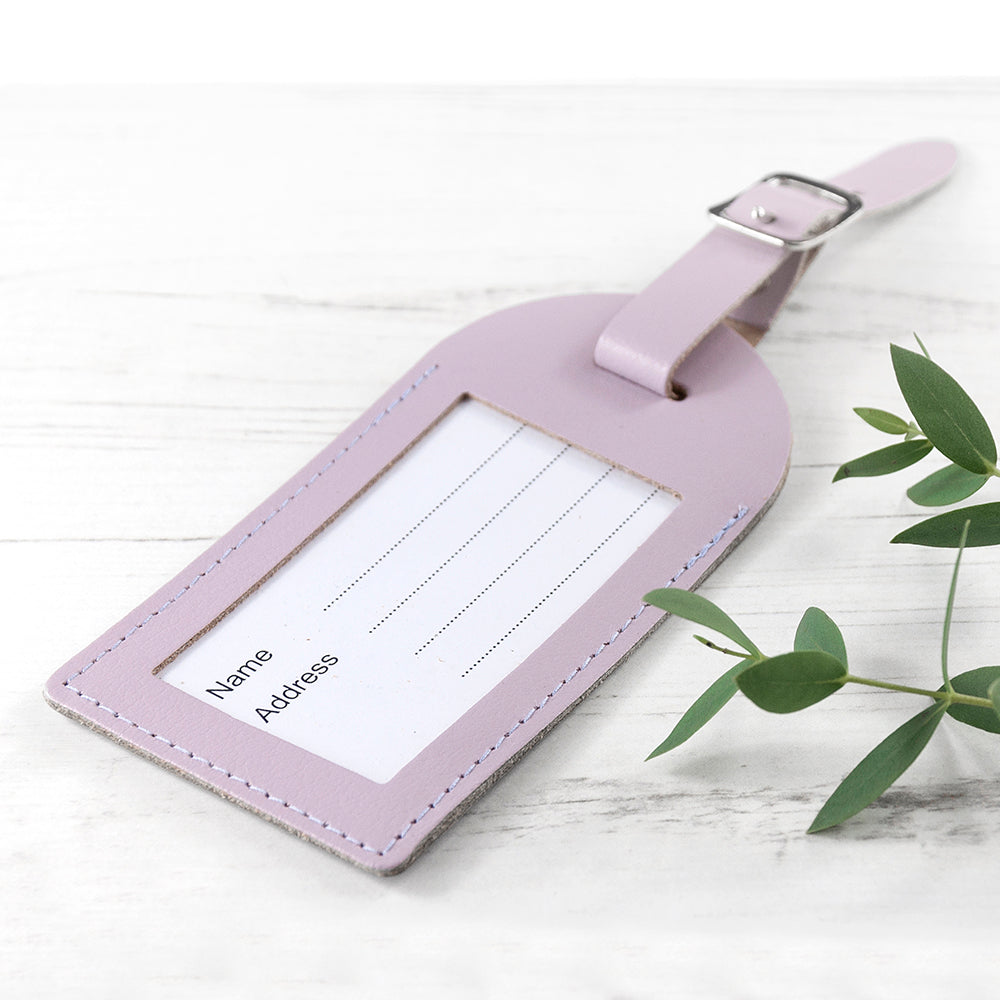 Personalised Lilac Foiled Leather Luggage Tag - Image 4