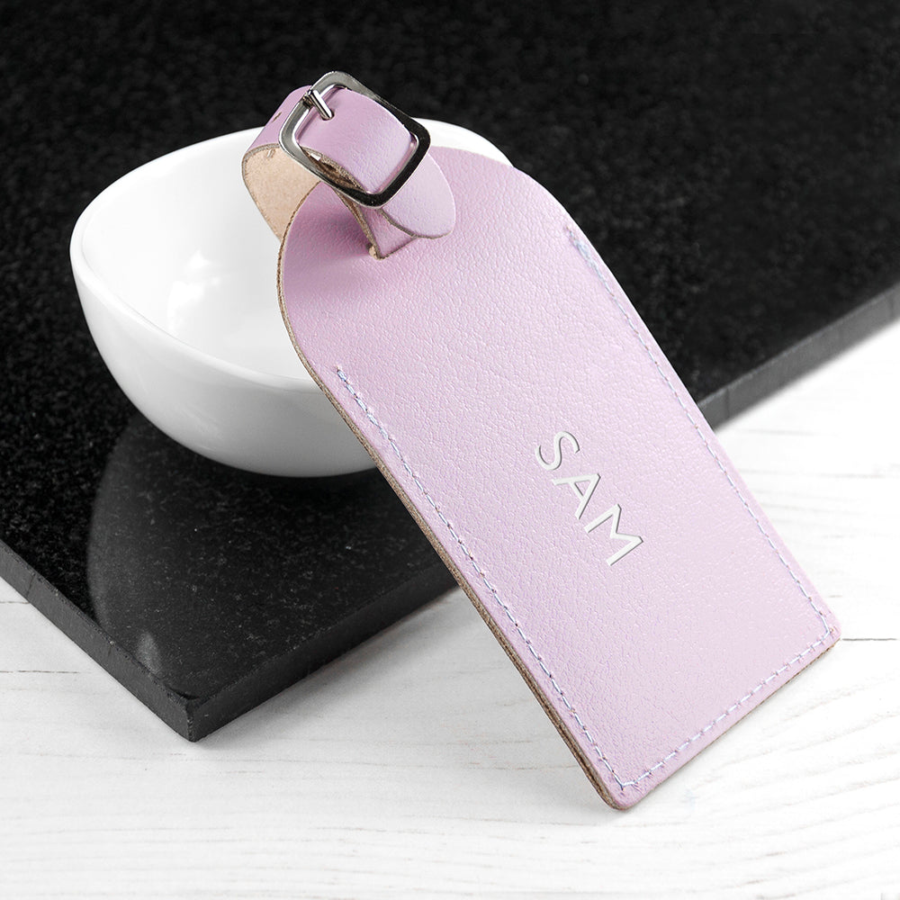 Personalised Lilac Foiled Leather Luggage Tag - Image 5
