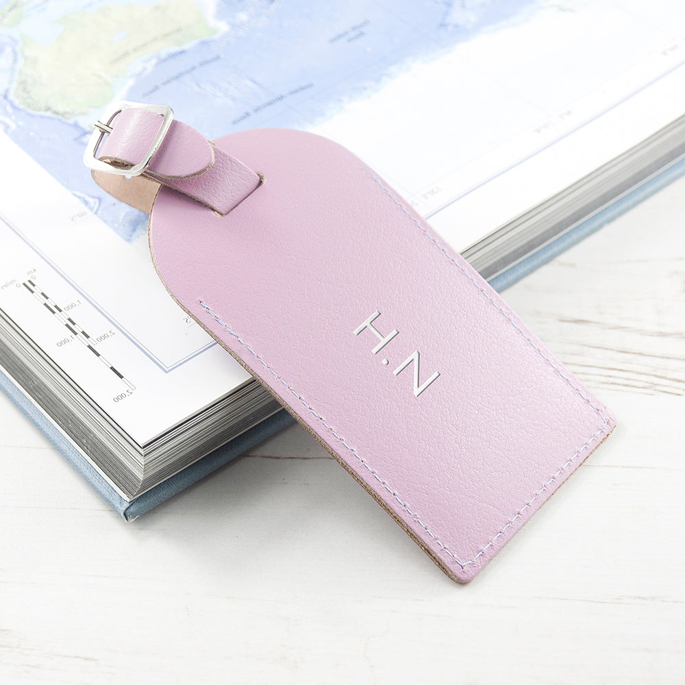 Personalised Lilac Foiled Leather Luggage Tag - Image 6